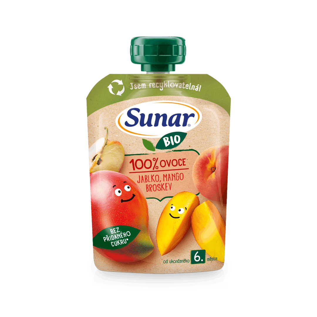 BIO kapsička jablko, mango, broskev